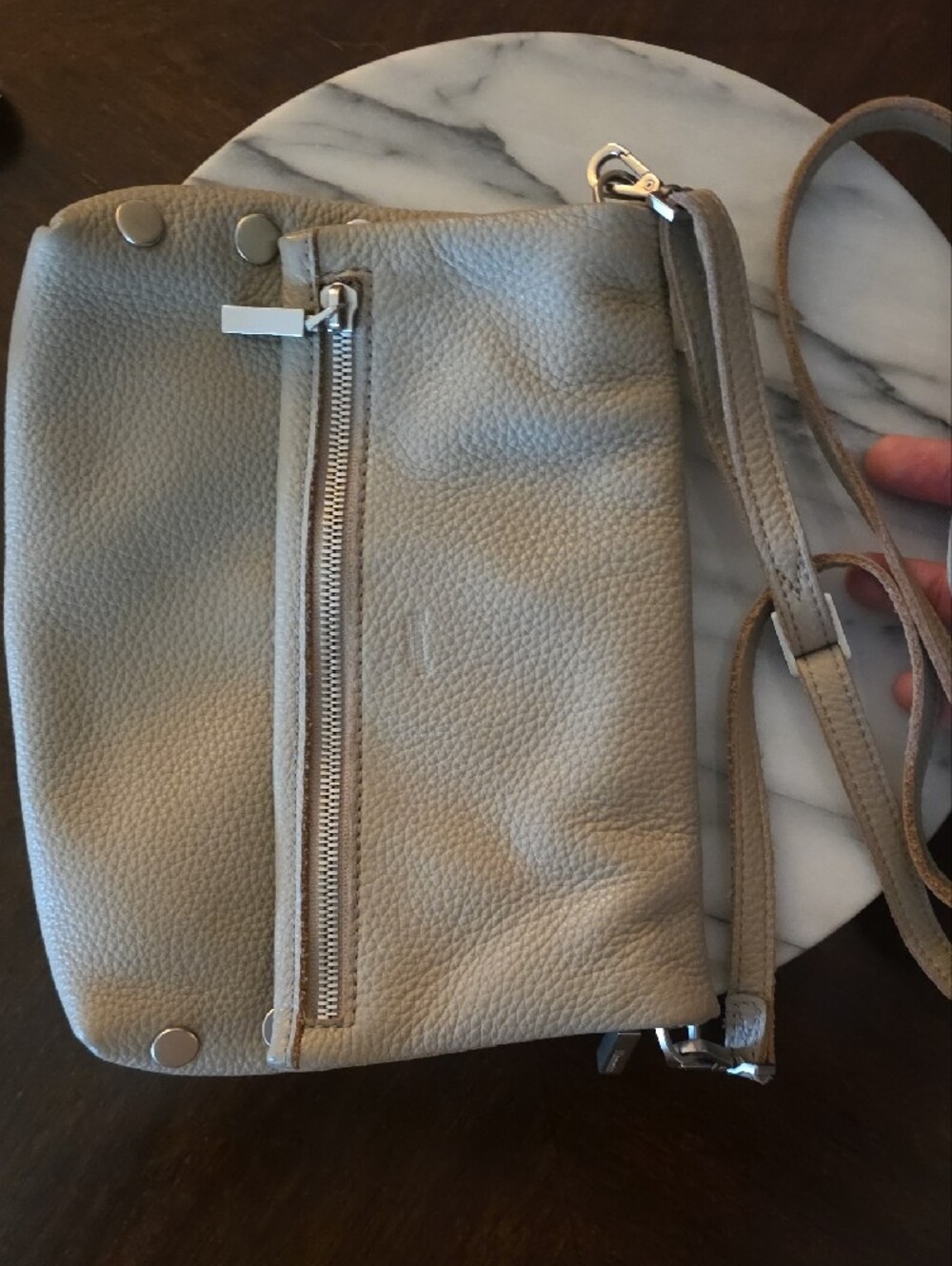 Hammitt Small VIP Neutral Taupe Leather Crossbody Bag - Picture 17 of 17